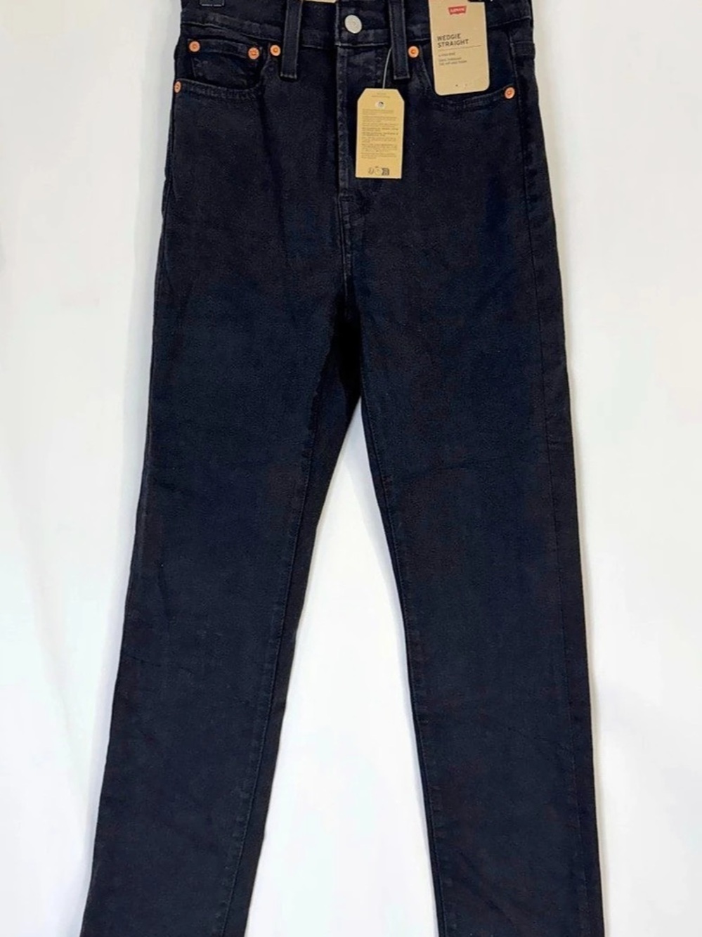 Levi's Wedgie Straight Black Straight Leg Jeans Waist 25 NWT
